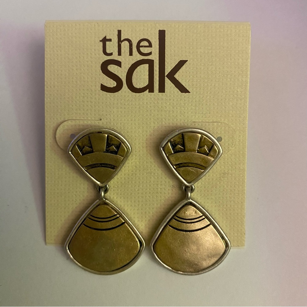 The Sak Gold and Silver Earrings NWT